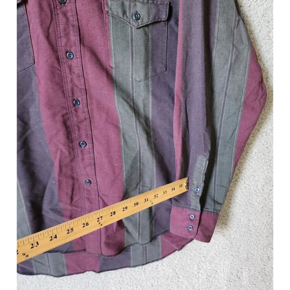 VTG Wrangler Gold Multicolor Striped Western Button Down LS Shirt Size XL‎